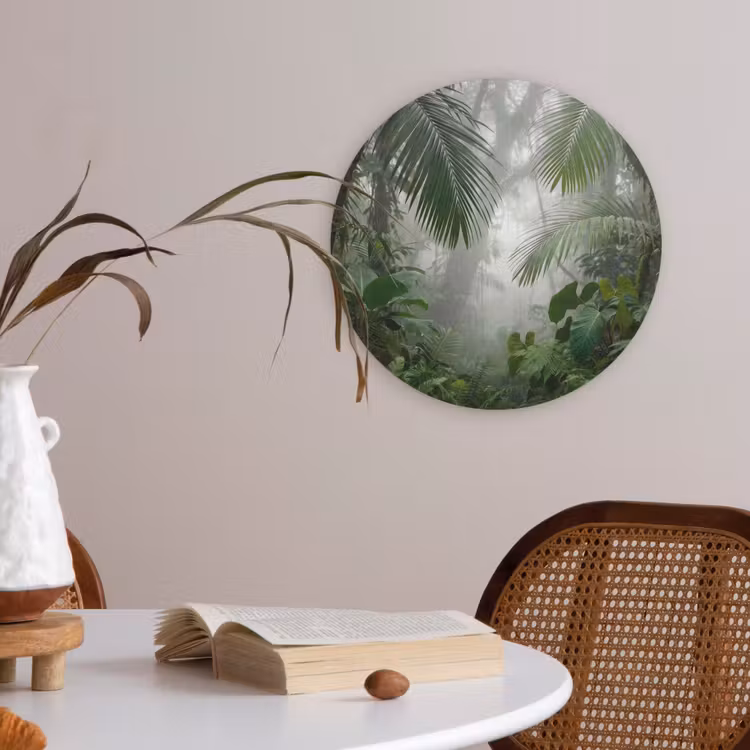 Natuur - Jungle - Mist - Tropisch - Groen Akoestische PET Vilt - Rond klein -sfeer3