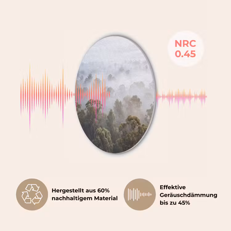 Natuur - Mist - Bos - Ochtend - Goud Akoestische PET Vilt - Rond klein -USP_DE