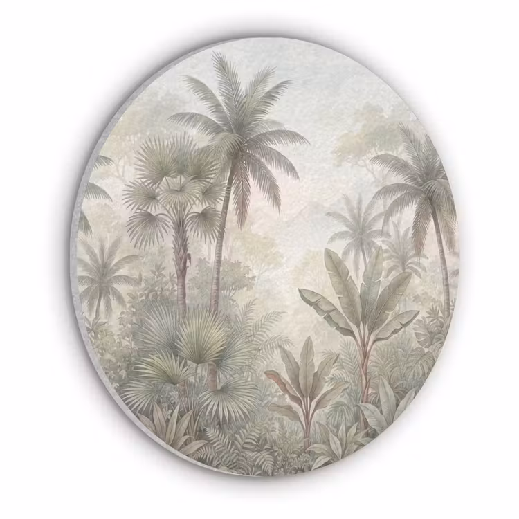 Natuur - Tropisch bos - Landschap - Aquarel - Groen Akoestische PET Vilt - Rond klein -3d