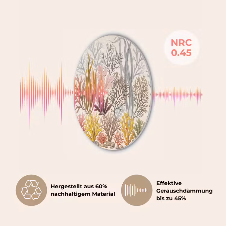 Natuur - Onderwater - Botanisch - Vintage - Kleurrijk Akoestische PET Vilt - Rond klein -USP_DE