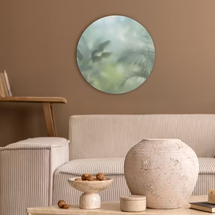 Natuur - Vervaagd - Groen - Abstract - Modern Akoestische PET Vilt - Rond klein -sfeer1