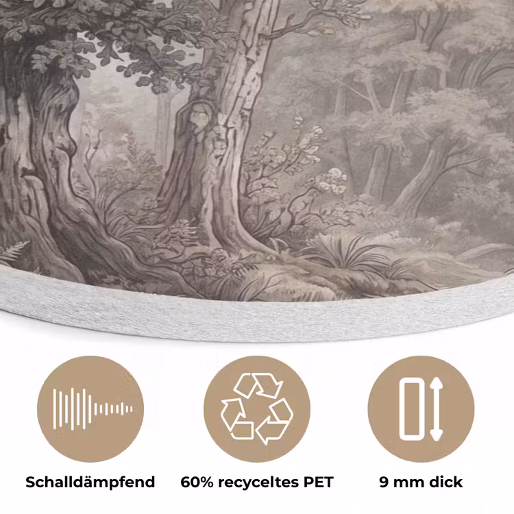 Natuur - Bos - Eik Akoestische PET Vilt - Rond klein -closeup_DE