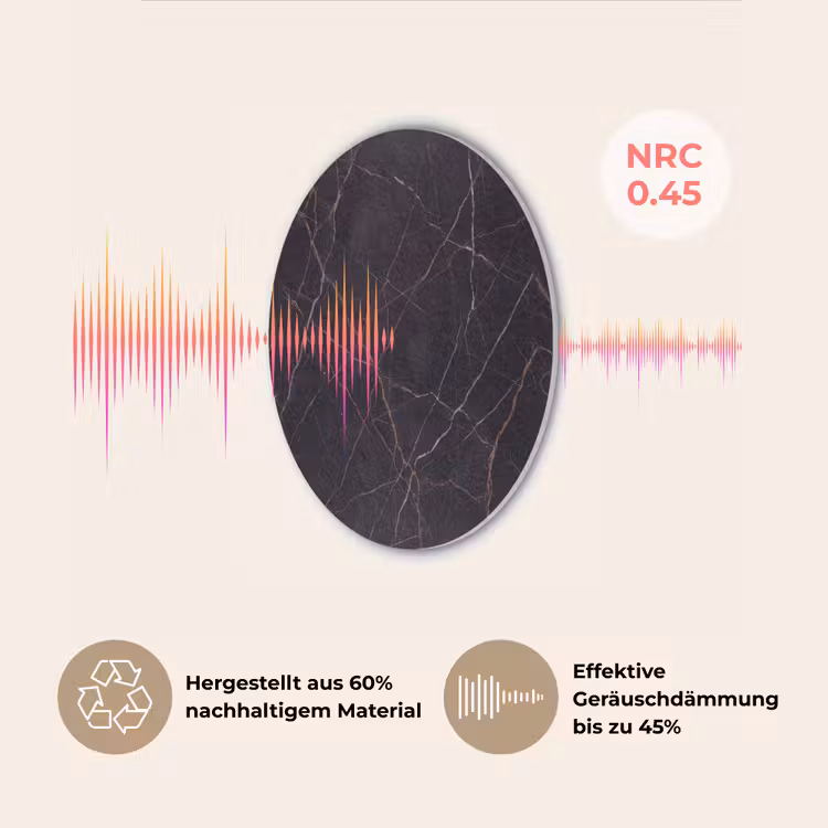 Natuursteen - Marmerpatroon - Abstract - Modern - Zwart - Goud Akoestische PET Vilt - Rond klein -USP_DE