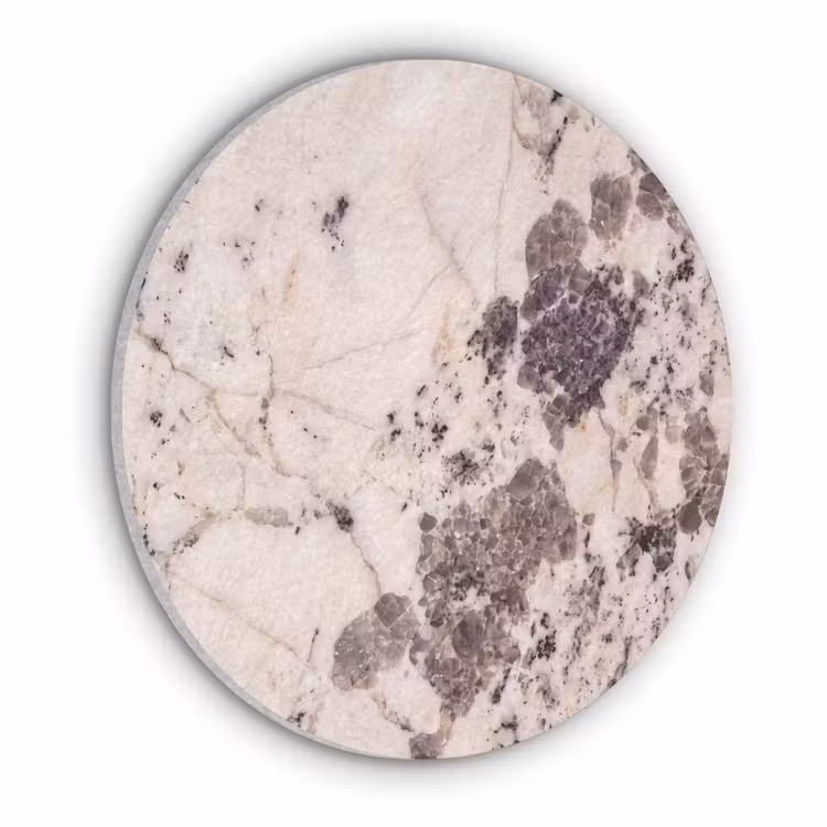 Natuursteen - Patroon - Abstract - Beige - Grijs Akoestische PET Vilt - Rond klein -3d