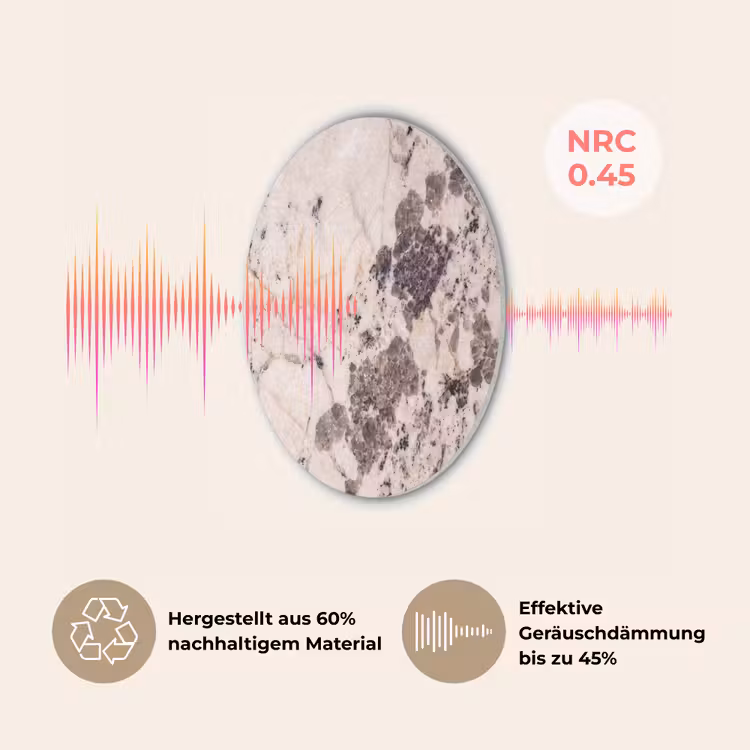 Natuursteen - Patroon - Abstract - Beige - Grijs Akoestische PET Vilt - Rond klein -USP_DE