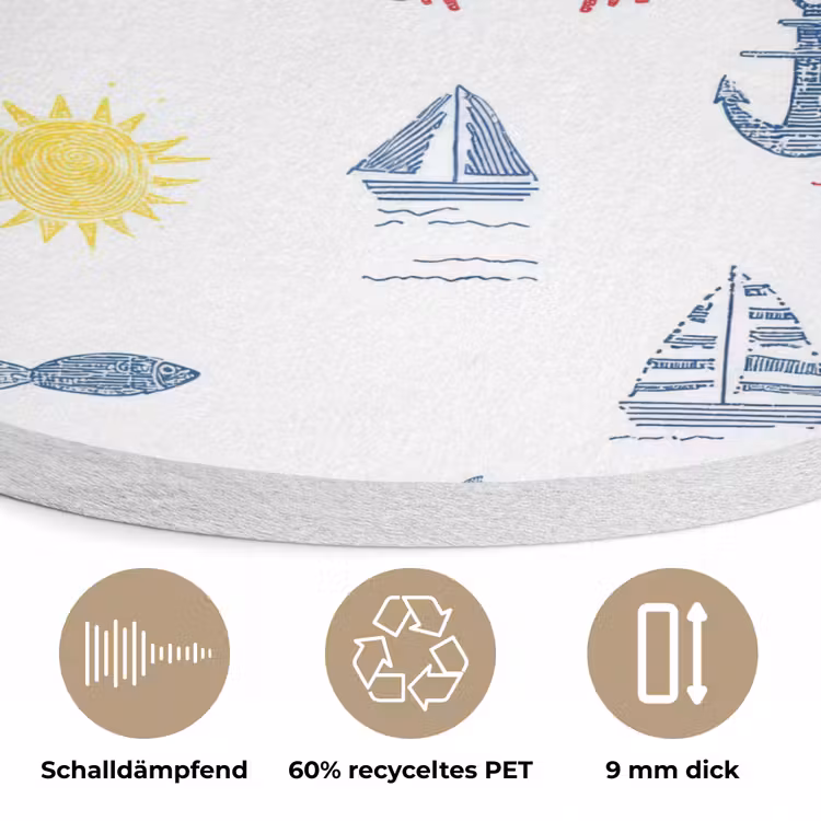 Nautisch - Illustraties - Kleurrijk Akoestische PET Vilt - Rond klein 838 -closeup_DE