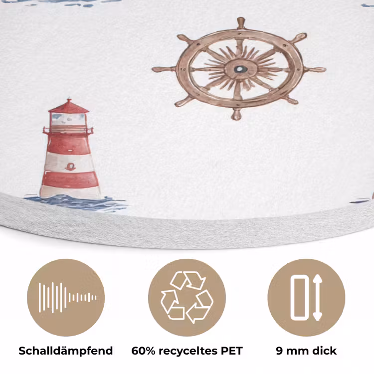 Nautisch - Klassiek - Rood Akoestische PET Vilt - Rond klein 838 -closeup_DE
