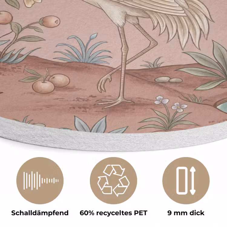 Nostalgisch - Reigers - Roze Akoestische PET Vilt - Rond klein -closeup_DE