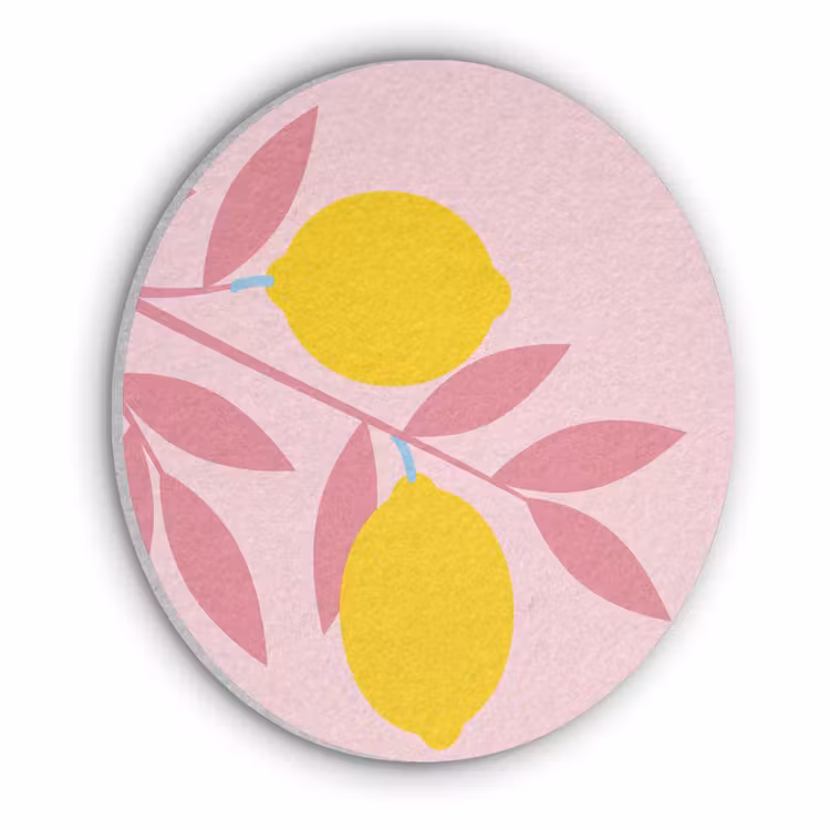 Fruit - Tak - Natuur - Abstract - Roze Akoestische PET Vilt - Rond klein -3d