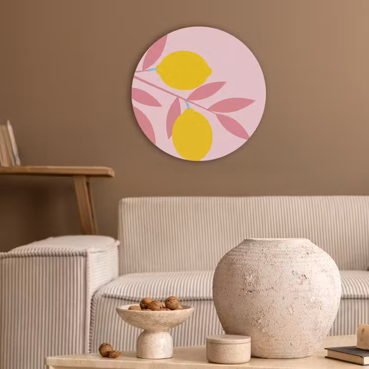Fruit - Tak - Natuur - Abstract - Roze Akoestische PET Vilt - Rond klein -sfeer1