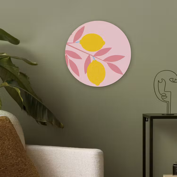 Fruit - Tak - Natuur - Abstract - Roze Akoestische PET Vilt - Rond klein -sfeer2