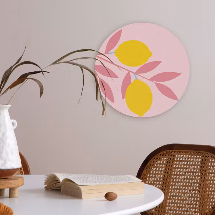 Fruit - Tak - Natuur - Abstract - Roze Akoestische PET Vilt - Rond klein -sfeer3