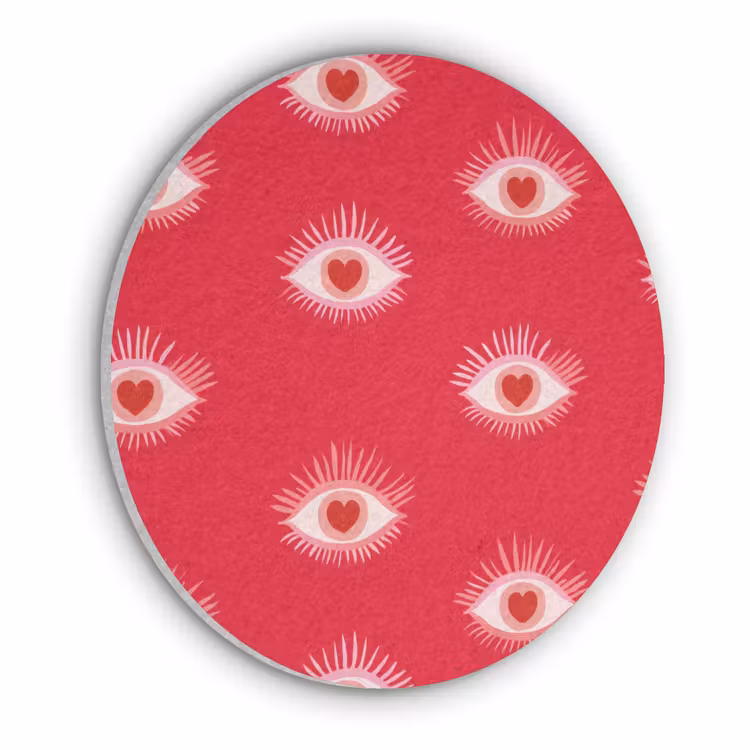 Ogen - Hart - Abstract - Rood - Roze Akoestische PET Vilt - Rond klein 838 -3d