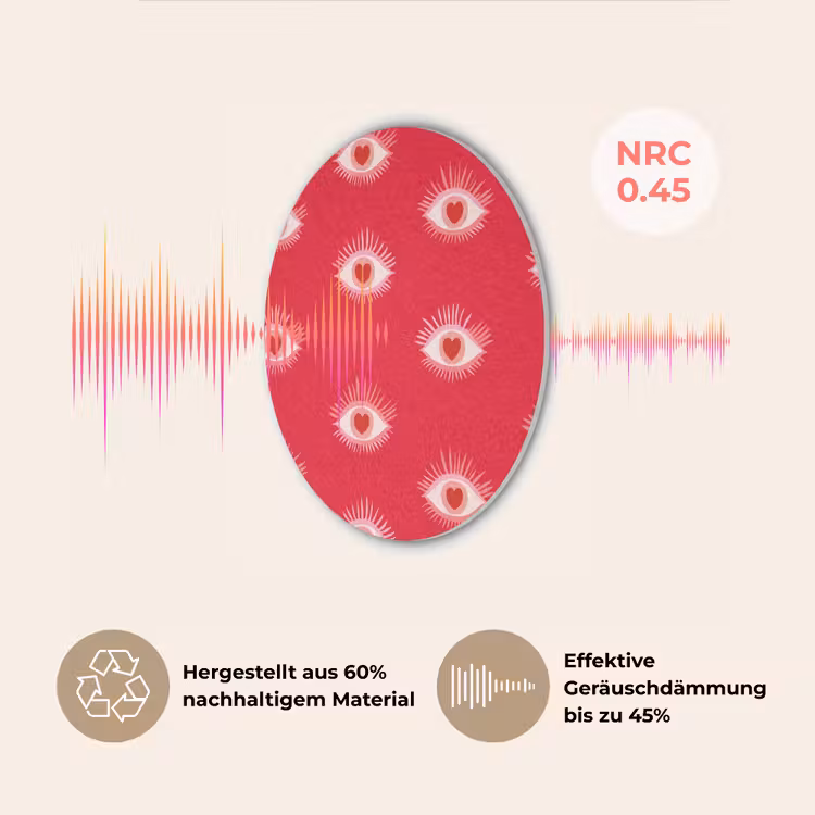 Ogen - Hart - Abstract - Rood - Roze Akoestische PET Vilt - Rond klein 838 -USP_DE