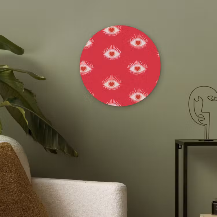 Ogen - Hart - Abstract - Rood - Roze Akoestische PET Vilt - Rond klein 838 -sfeer2