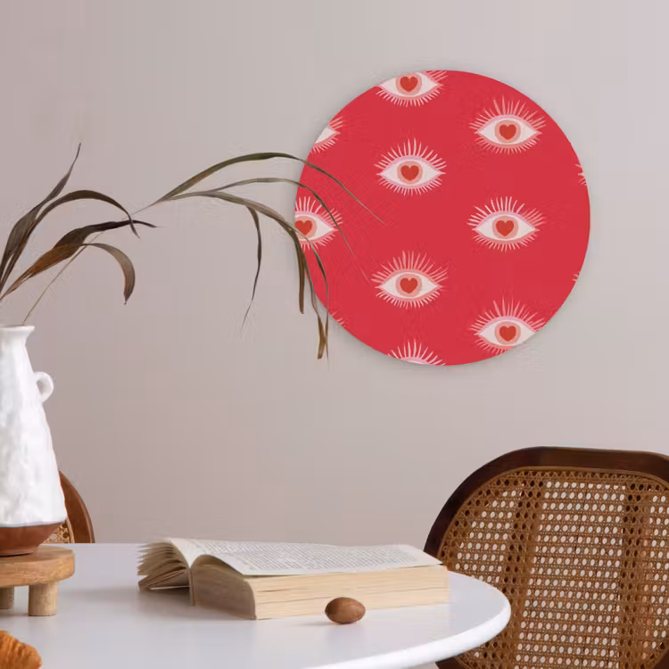 Ogen - Hart - Abstract - Rood - Roze Akoestische PET Vilt - Rond klein 838 -sfeer3