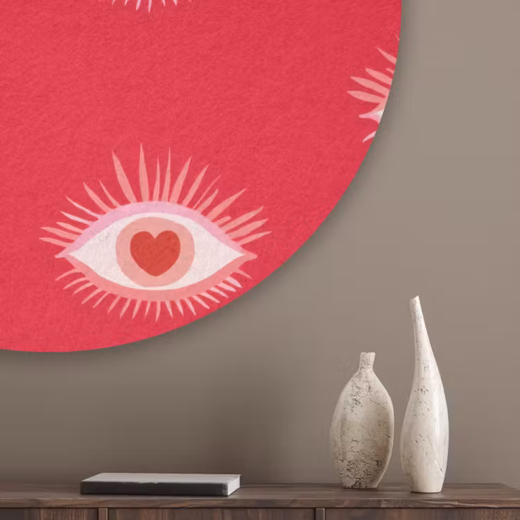 Ogen - Hart - Abstract - Rood - Roze Akoestische PET Vilt - Rond klein 838 -sfeer5_closeup
