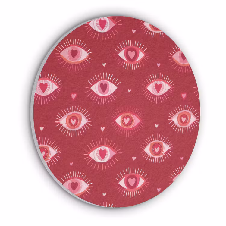 Ogen - Patroon - Roze - Donkerrood Akoestische PET Vilt - Rond klein 838 -3d