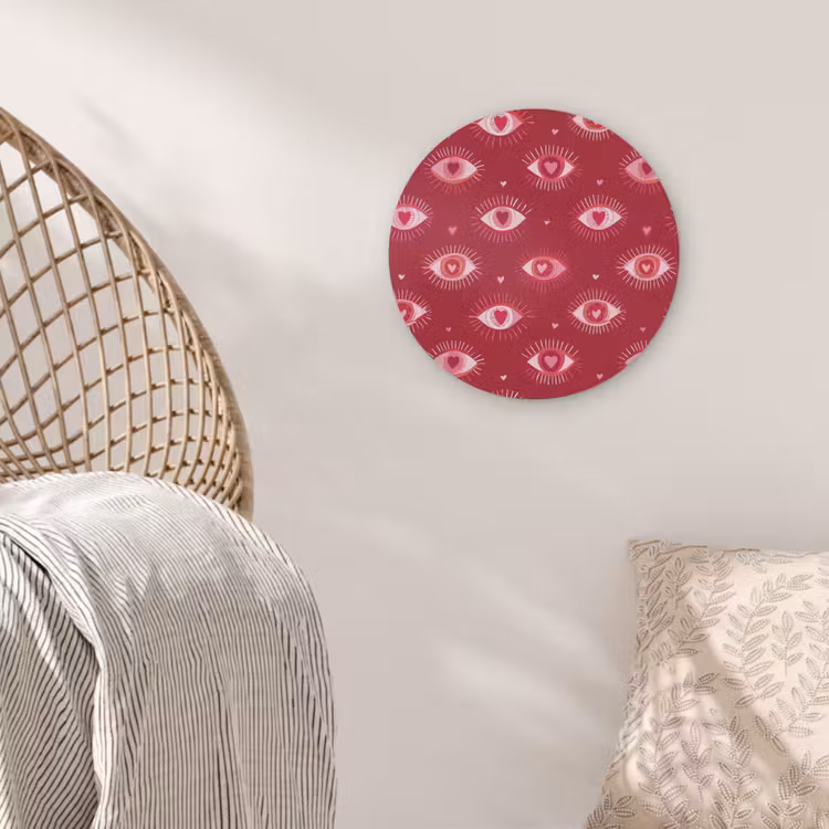 Ogen - Patroon - Roze - Donkerrood Akoestische PET Vilt - Rond klein 838 -sfeer4