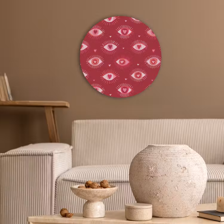 Ogen - Patroon - Roze - Donkerrood Akoestische PET Vilt - Rond klein 838 -sfeer1