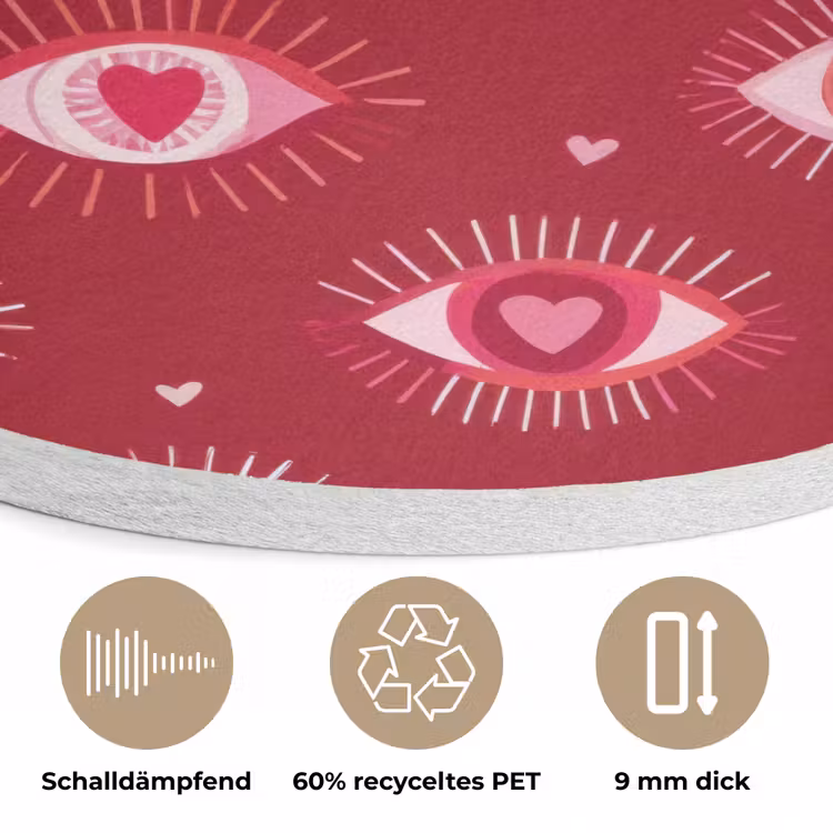 Ogen - Patroon - Roze - Donkerrood Akoestische PET Vilt - Rond klein 838 -closeup_DE