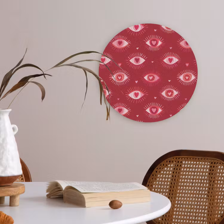 Ogen - Patroon - Roze - Donkerrood Akoestische PET Vilt - Rond klein 838 -sfeer3