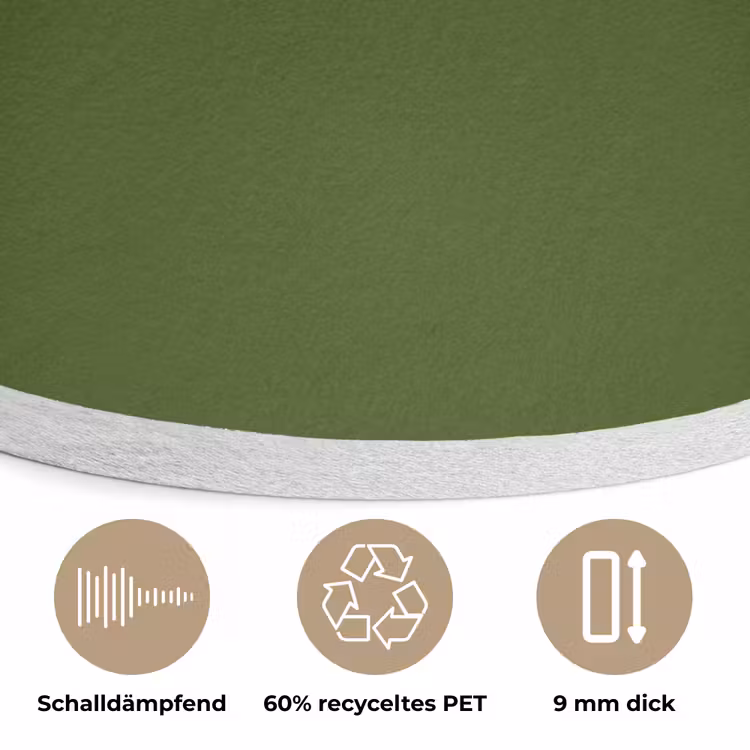 Olive - Drab - Groen Akoestische PET Vilt - Rond klein 838 -closeup_DE