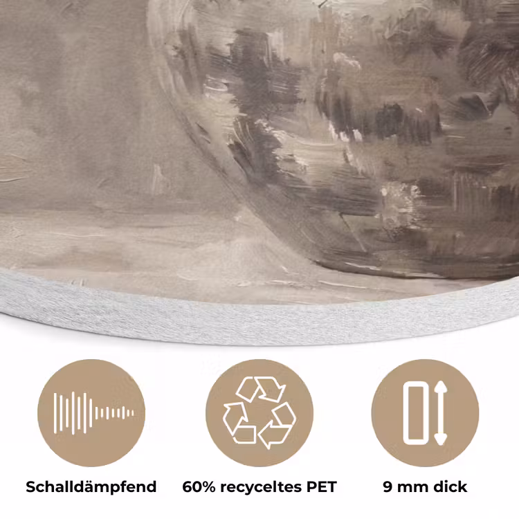 Olijfplant - Aardenpot - Abstract - Beige Akoestische PET Vilt - Rond klein -closeup_DE