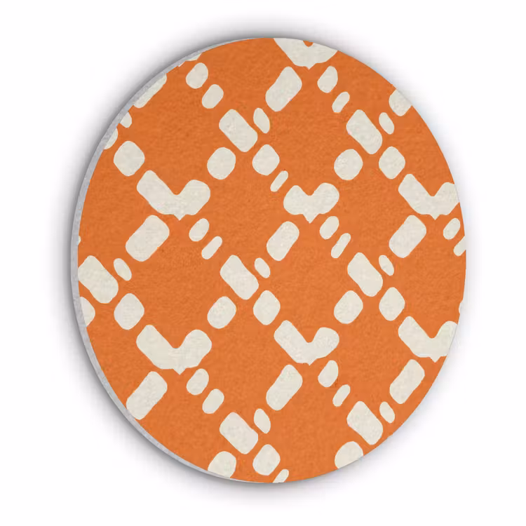 Oranje - Ruitpatroon - Wit Akoestische PET Vilt - Rond klein 838 -3d