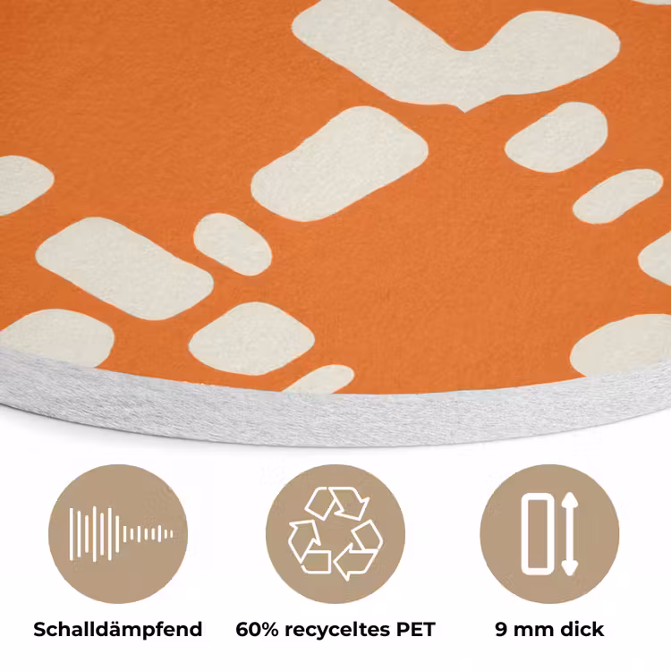 Oranje - Ruitpatroon - Wit Akoestische PET Vilt - Rond klein 838 -closeup_DE