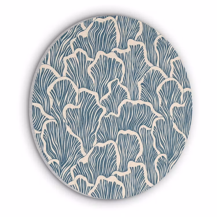 Organisch - Blauw - Crème - Schelpen Akoestische PET Vilt - Rond klein 838 -3d