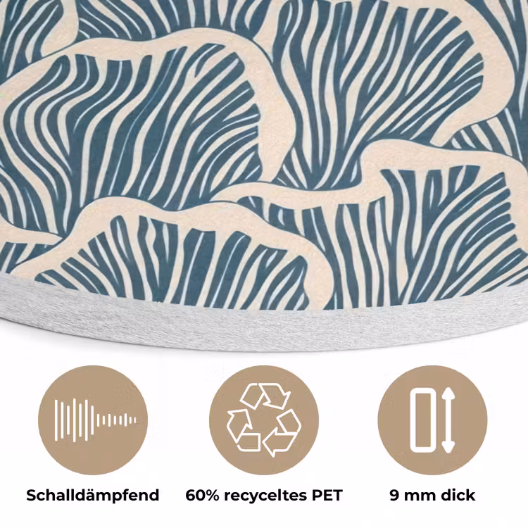 Organisch - Blauw - Crème - Schelpen Akoestische PET Vilt - Rond klein 838 -closeup_DE