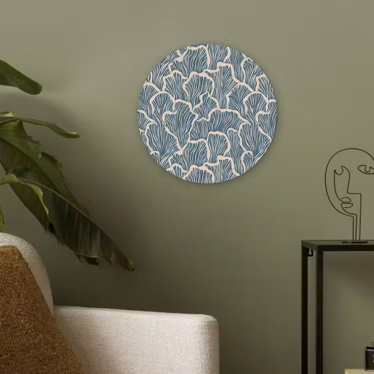 Organisch - Blauw - Crème - Schelpen Akoestische PET Vilt - Rond klein 838 -sfeer2