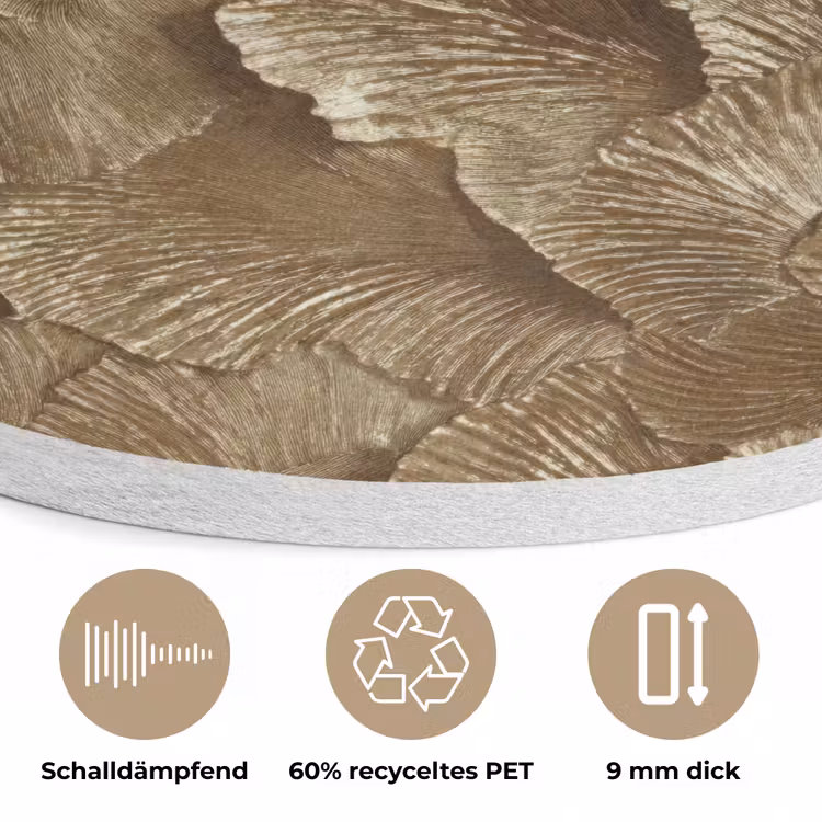 Organisch - Patroon - Bladeren - Goud Akoestische PET Vilt - Rond klein 838 -closeup_DE