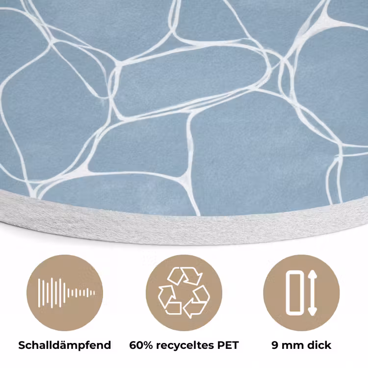 Organisch - Patroon - Blauw Akoestische PET Vilt - Rond klein 838 -closeup_DE