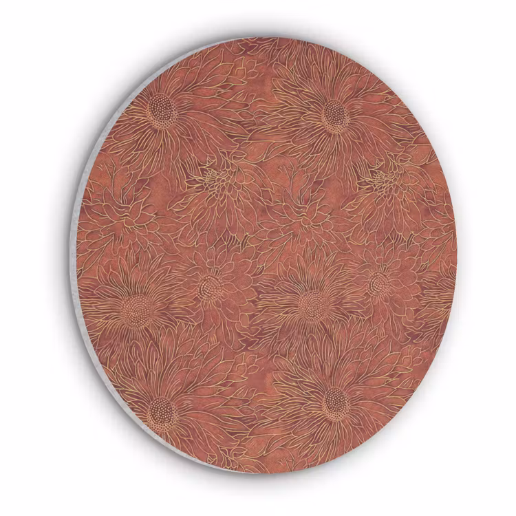 Oosters - Bloemen - Terracotta Akoestische PET Vilt - Rond klein 838 -3d