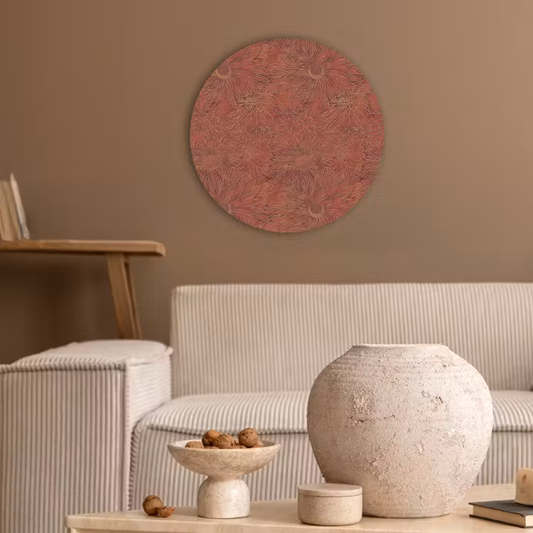 Oosters - Bloemen - Terracotta Akoestische PET Vilt - Rond klein 838 -sfeer1