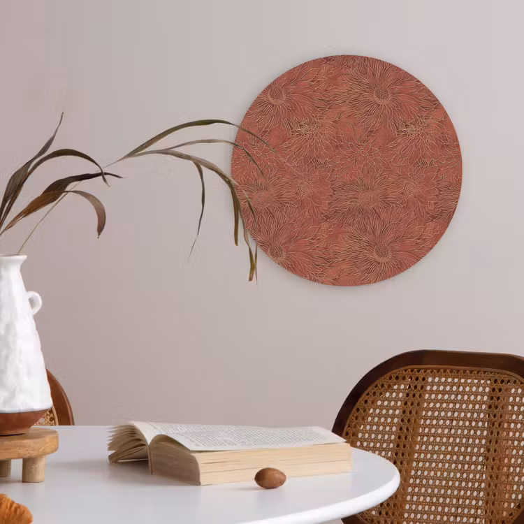 Oosters - Bloemen - Terracotta Akoestische PET Vilt - Rond klein 838 -sfeer3