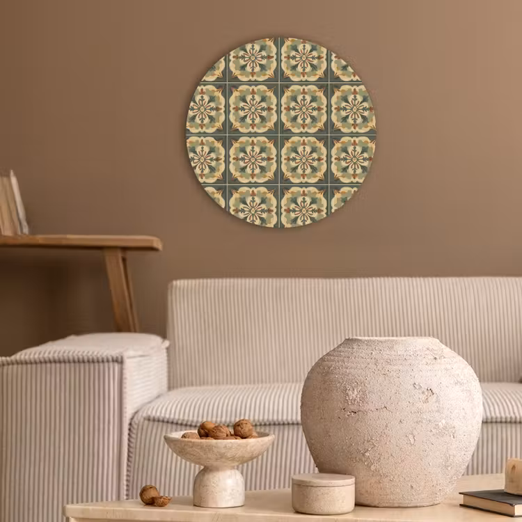 Ornament - Patroon - Groen Akoestische PET Vilt - Rond klein 838 -sfeer1