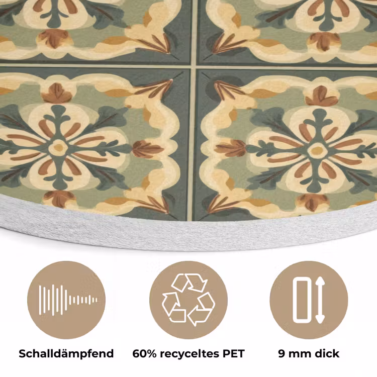 Ornament - Patroon - Groen Akoestische PET Vilt - Rond klein 838 -closeup_DE