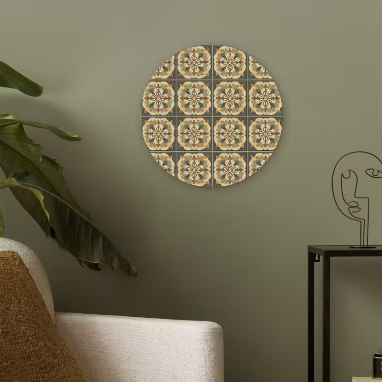 Ornament - Patroon - Groen Akoestische PET Vilt - Rond klein 838 -sfeer2