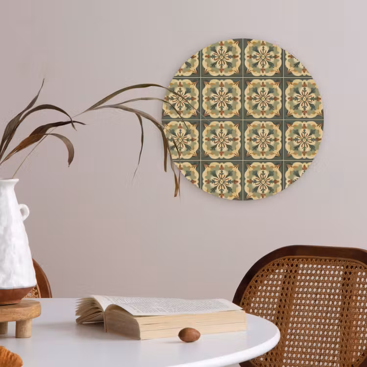 Ornament - Patroon - Groen Akoestische PET Vilt - Rond klein 838 -sfeer3