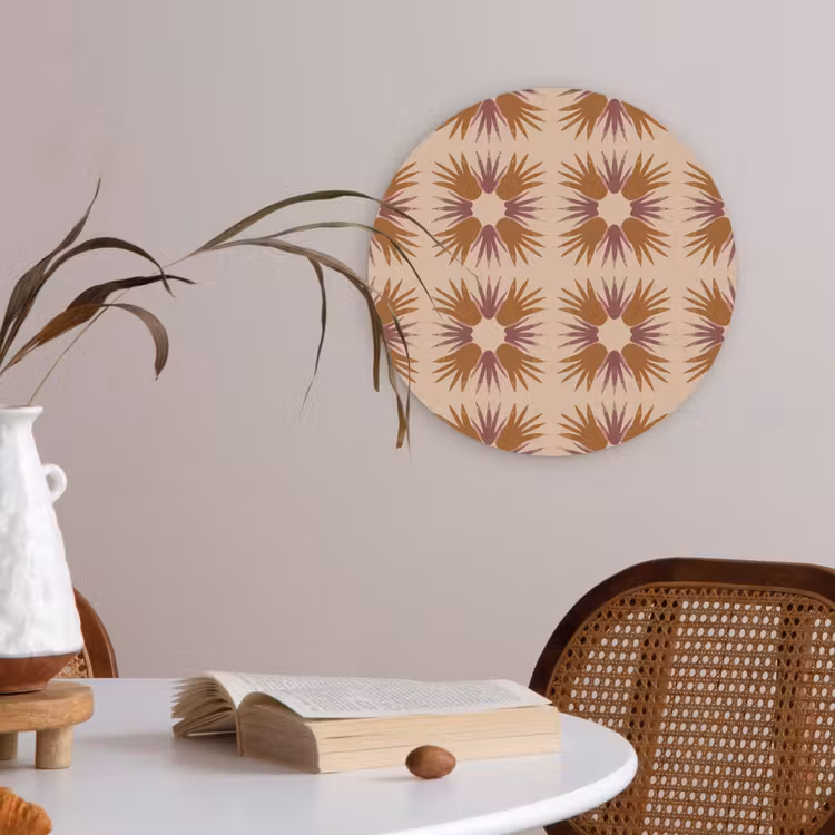 Ornament - Patroon - Oker Akoestische PET Vilt - Rond klein 838 -sfeer3