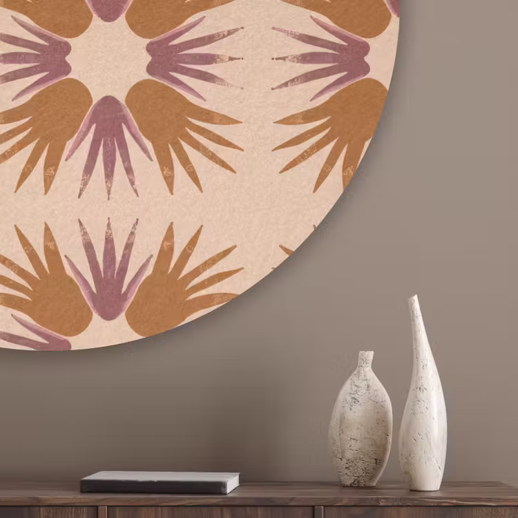 Ornament - Patroon - Oker Akoestische PET Vilt - Rond klein 838 -sfeer5_closeup