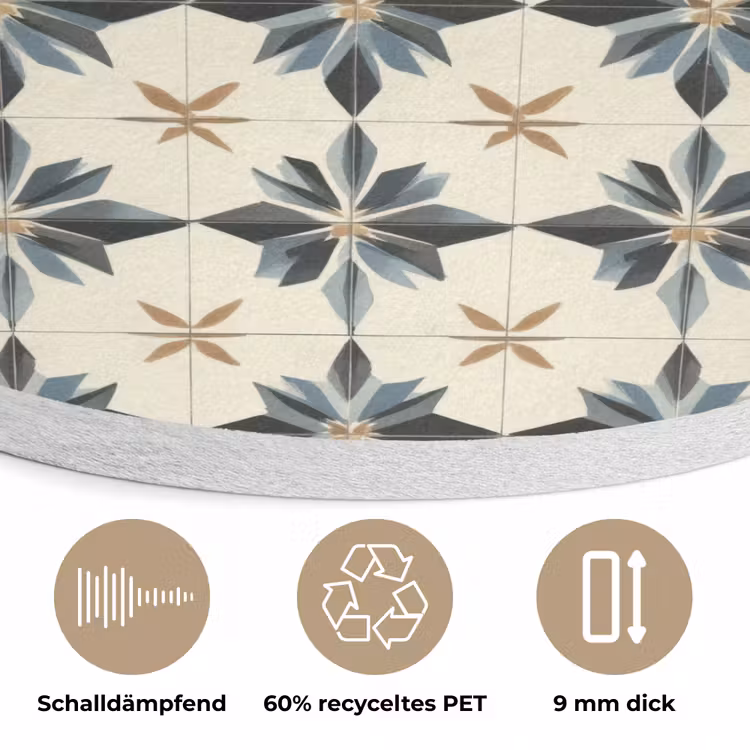 Sierlijk - Ornament - Blauw Akoestische PET Vilt - Rond klein 838 -closeup_DE