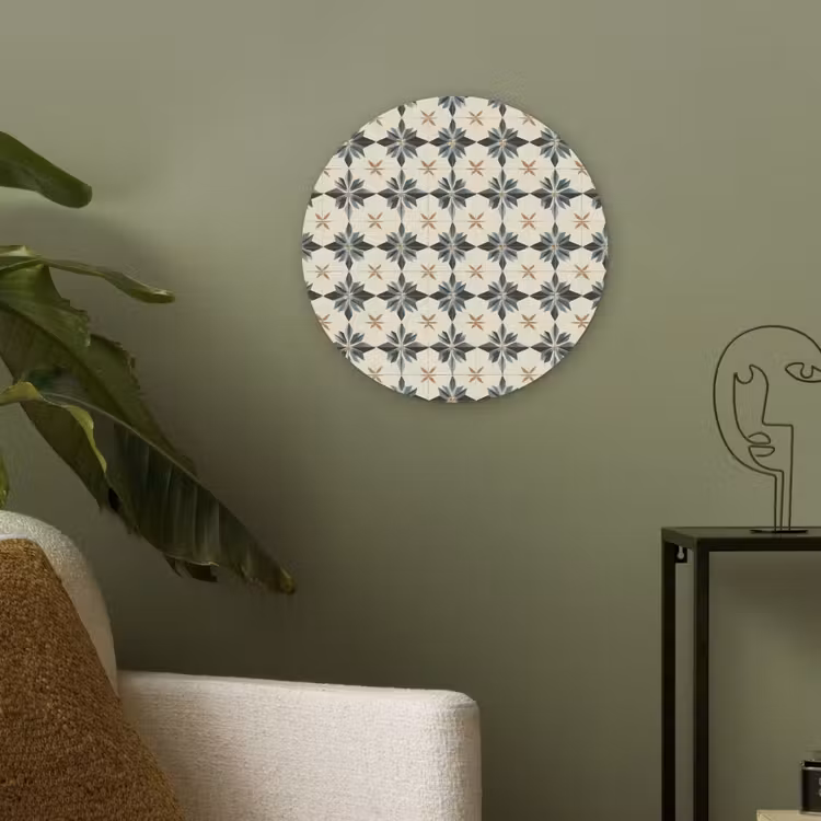 Sierlijk - Ornament - Blauw Akoestische PET Vilt - Rond klein 838 -sfeer2