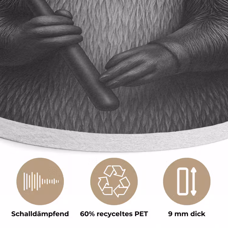 Otter - Wc-borstel - Bril - Zwart - Wit Akoestische PET Vilt - Rond klein -closeup_DE