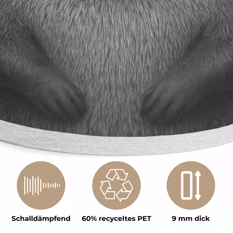 Otter - WC rol - Zwart - Wit Akoestische PET Vilt - Rond klein -closeup_DE