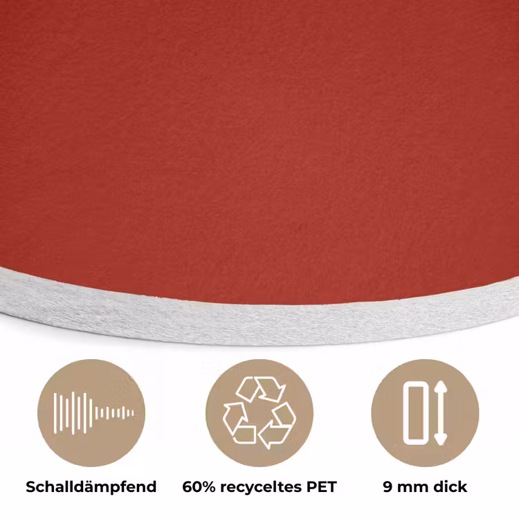 Oxblood - Maroon - Rood Akoestische PET Vilt - Rond klein 838 -closeup_DE
