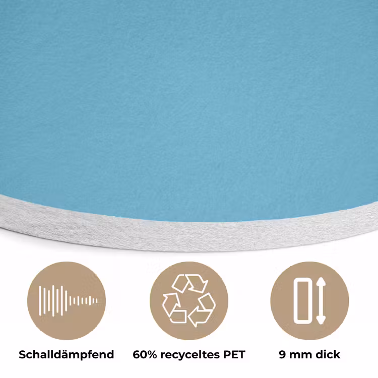 Ocean - Teal - Blauw Akoestische PET Vilt - Rond klein 838 -closeup_DE